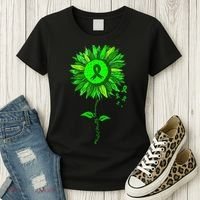 Mental Health Awareness Sunflower Green Ribbon Stigma Women's T-Shirt thumb 3