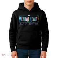 Mental Health Awareness Mindfulness Mental Wellness Kids Hoodie thumb 4