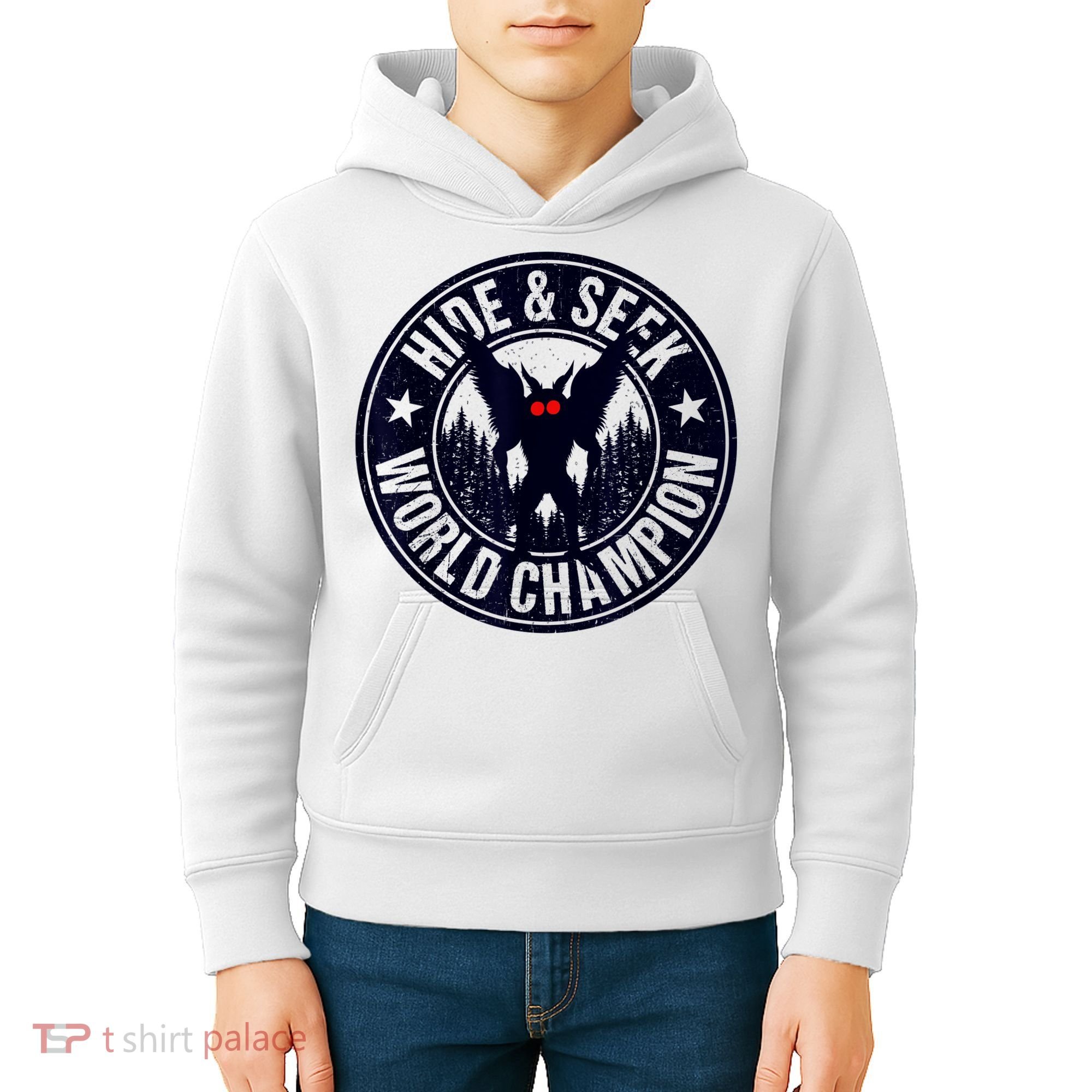 Mothman Hide And Seek World Champion Cool Mothman Silhouette Kids Hoodie