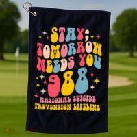 Mental Health Awareness Stay Tomorrow Needs You 988 Golf Towel thumb 1