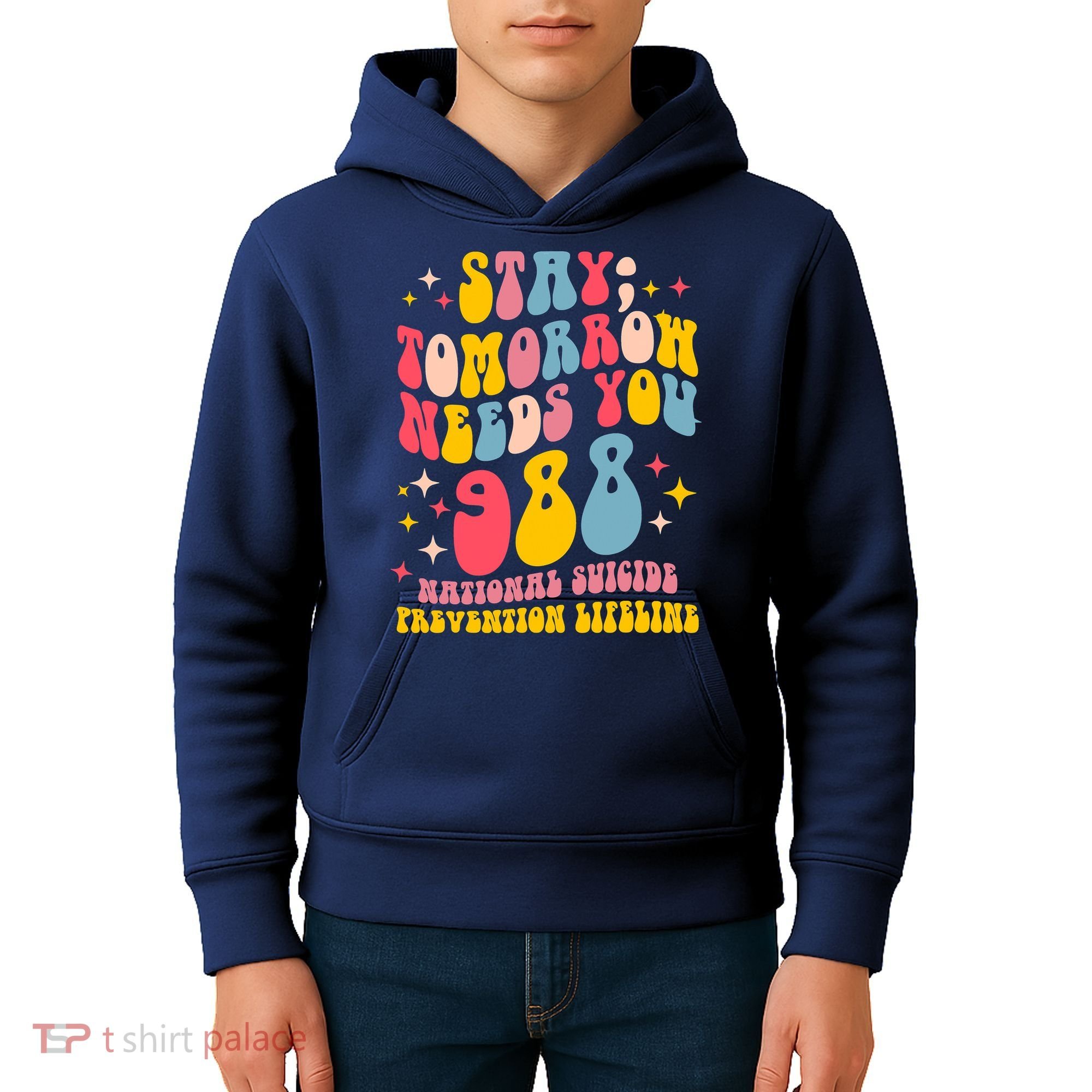 Mental Health Awareness Stay Tomorrow Needs You 988 Kids Hoodie