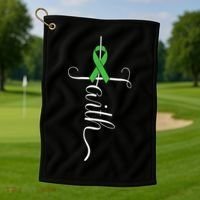 MEntal Health Awareness Green Ribbon Golf Towel thumb 1
