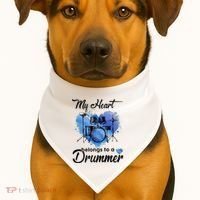 My Heart Belong To A Drummer USA-Made Doggie Bandana thumb 1