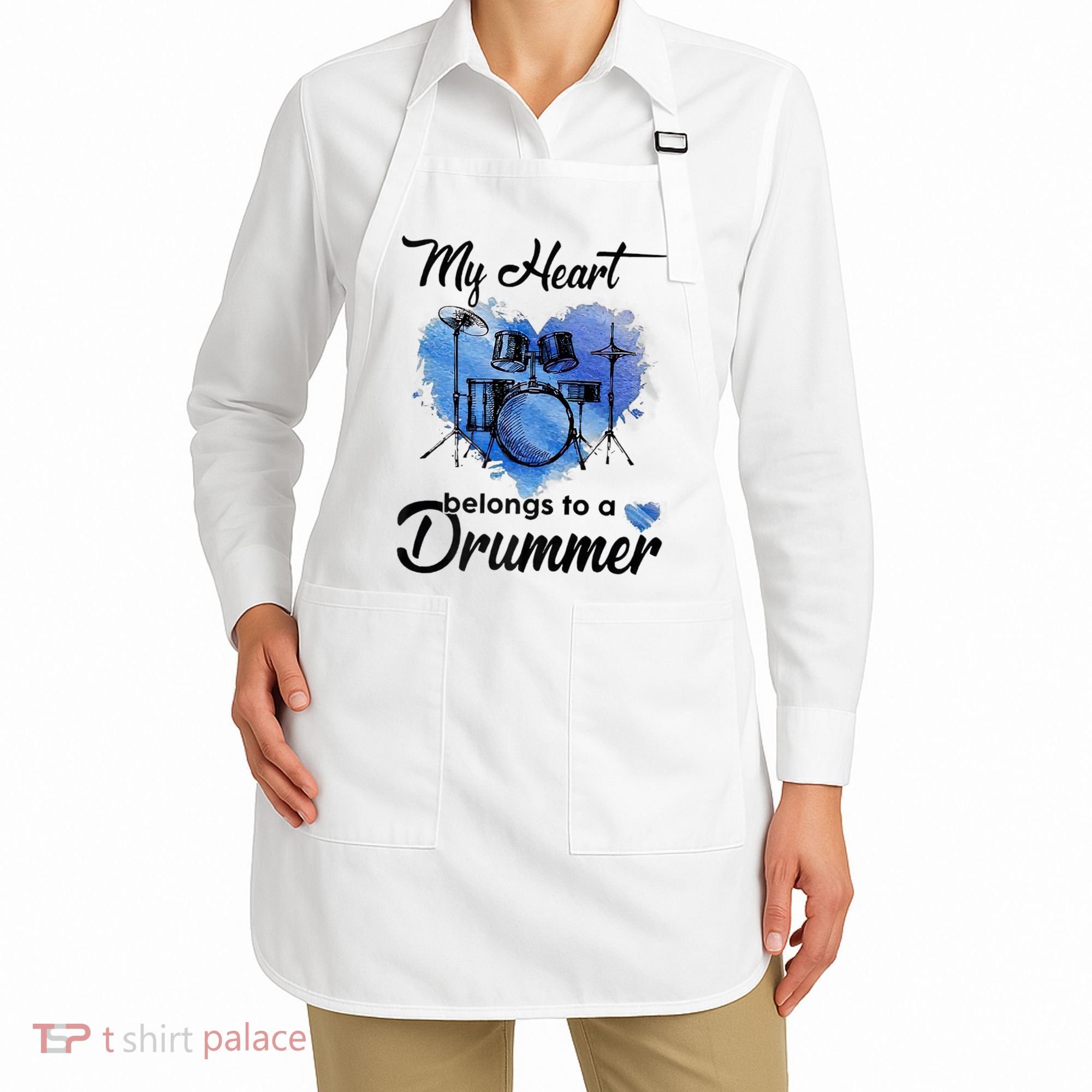 My Heart Belong To A Drummer Apron