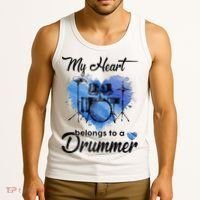 My Heart Belong To A Drummer Tank Top thumb 3