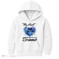 My Heart Belong To A Drummer Kids Hoodie thumb 0