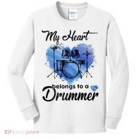 My Heart Belong To A Drummer Kids Long Sleeve Shirt thumb 0