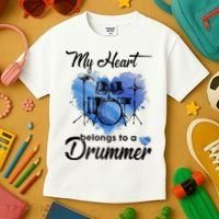 My Heart Belong To A Drummer Kids T-Shirt thumb 3