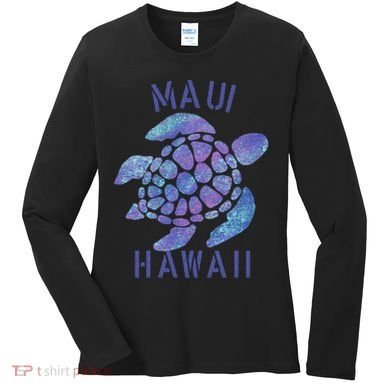 Maui Hawaii Beach Design / Tribal Turtle Gift Women's Long Sleeve Shirt