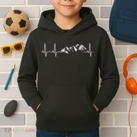 Mountain Heartbeat Best Mountain Climbing Hiking Kids Hoodie thumb 2