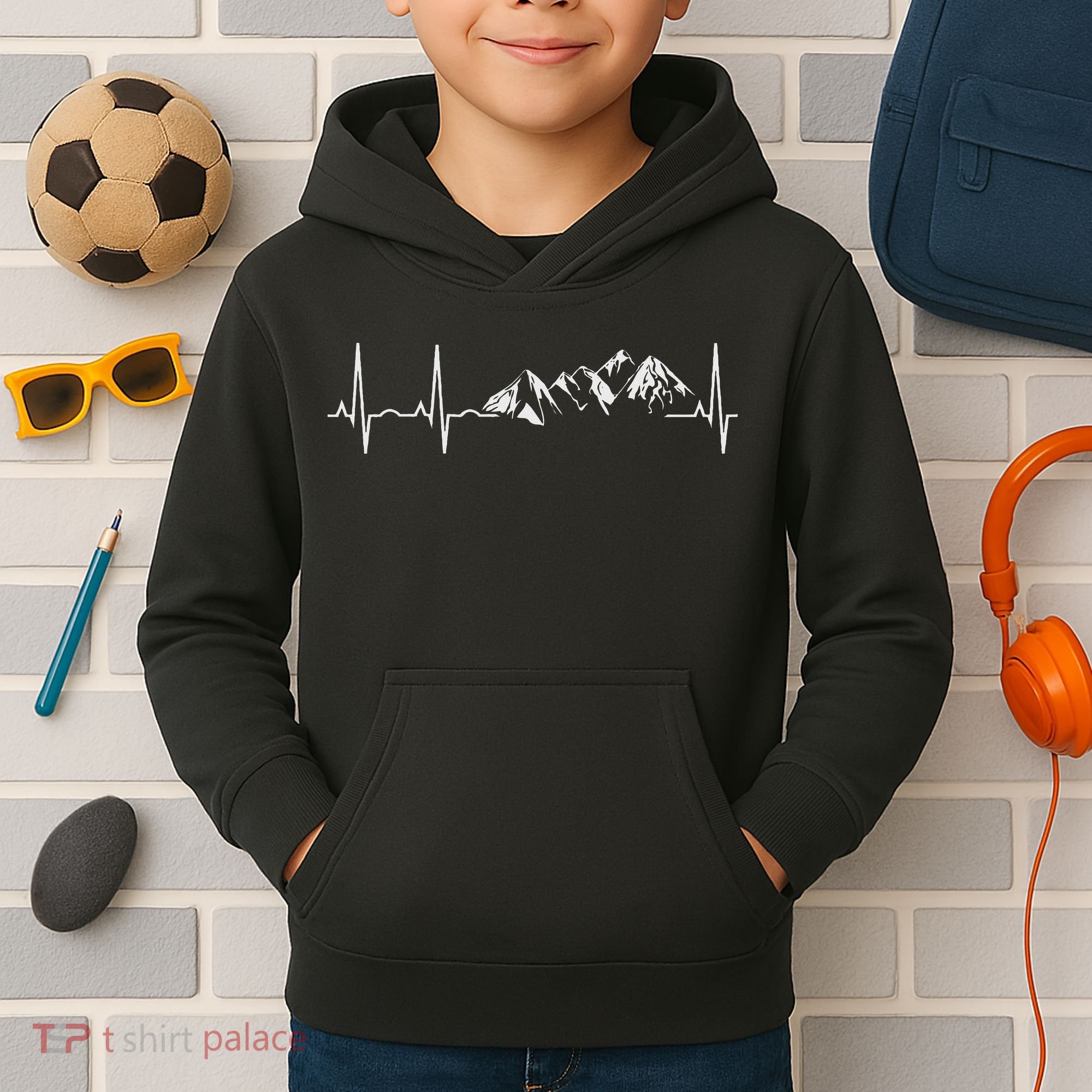 Mountain Heartbeat Best Mountain Climbing Hiking Kids Hoodie