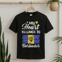 My Heart Belongs To Barbados Bajan Barbadian Flag Grunge T-Shirt thumb 2