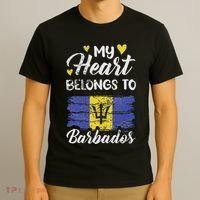 My Heart Belongs To Barbados Bajan Barbadian Flag Grunge T-Shirt thumb 3