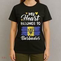 My Heart Belongs To Barbados Bajan Barbadian Flag Grunge T-Shirt thumb 4