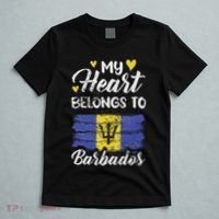 My Heart Belongs To Barbados Bajan Barbadian Flag Grunge T-Shirt thumb 5