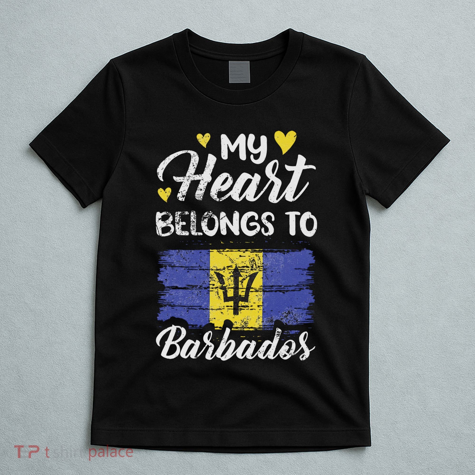My Heart Belongs To Barbados Bajan Barbadian Flag Grunge T-Shirt