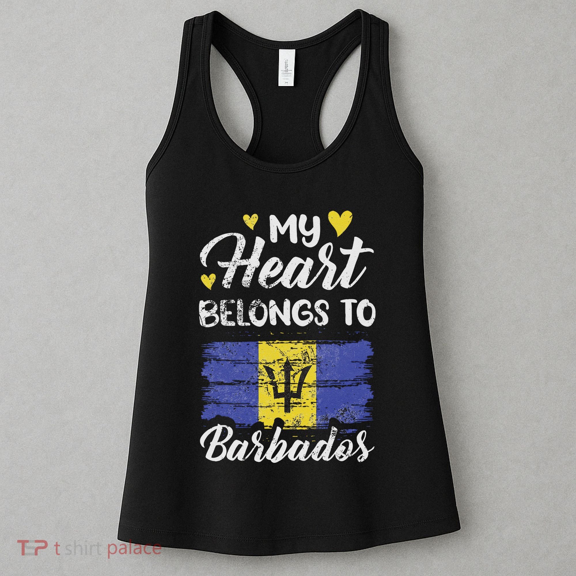 My Heart Belongs To Barbados Bajan Barbadian Flag Grunge Women's Tank Top
