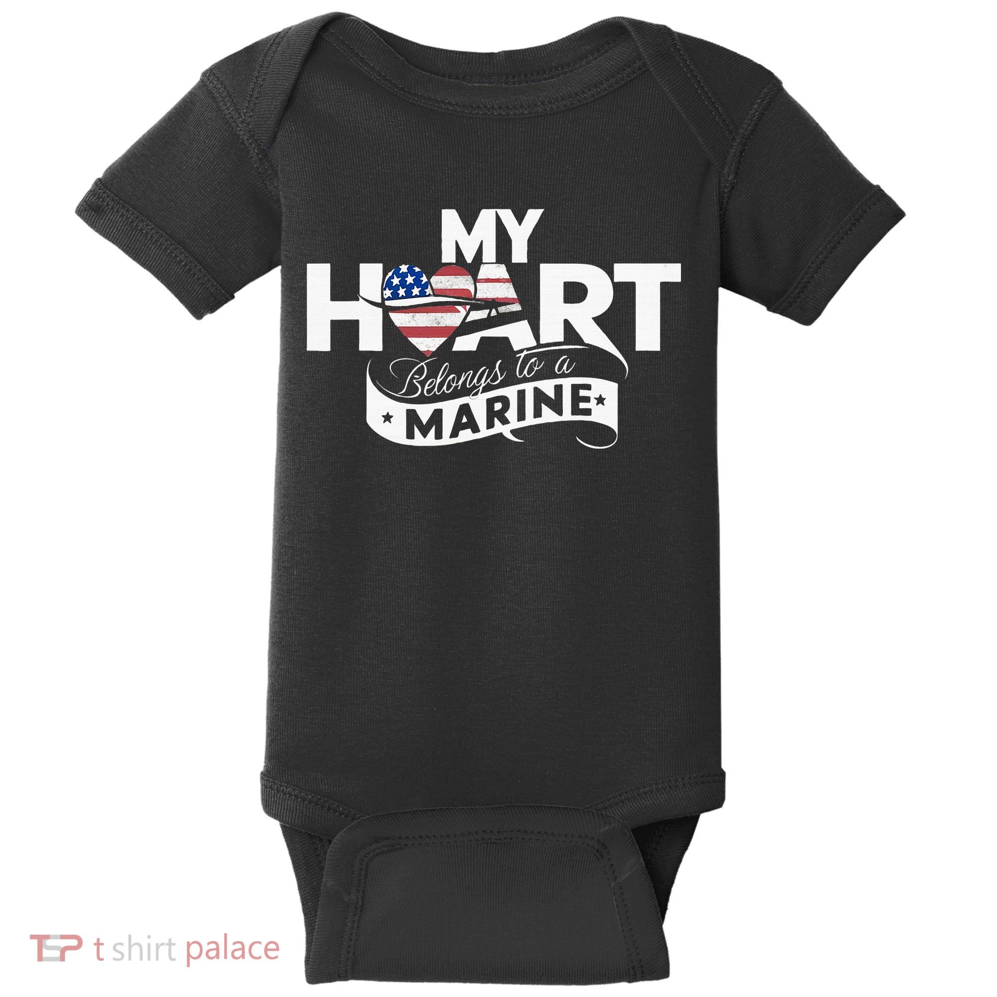 My Heart Belongs To A Marine Baby Bodysuit