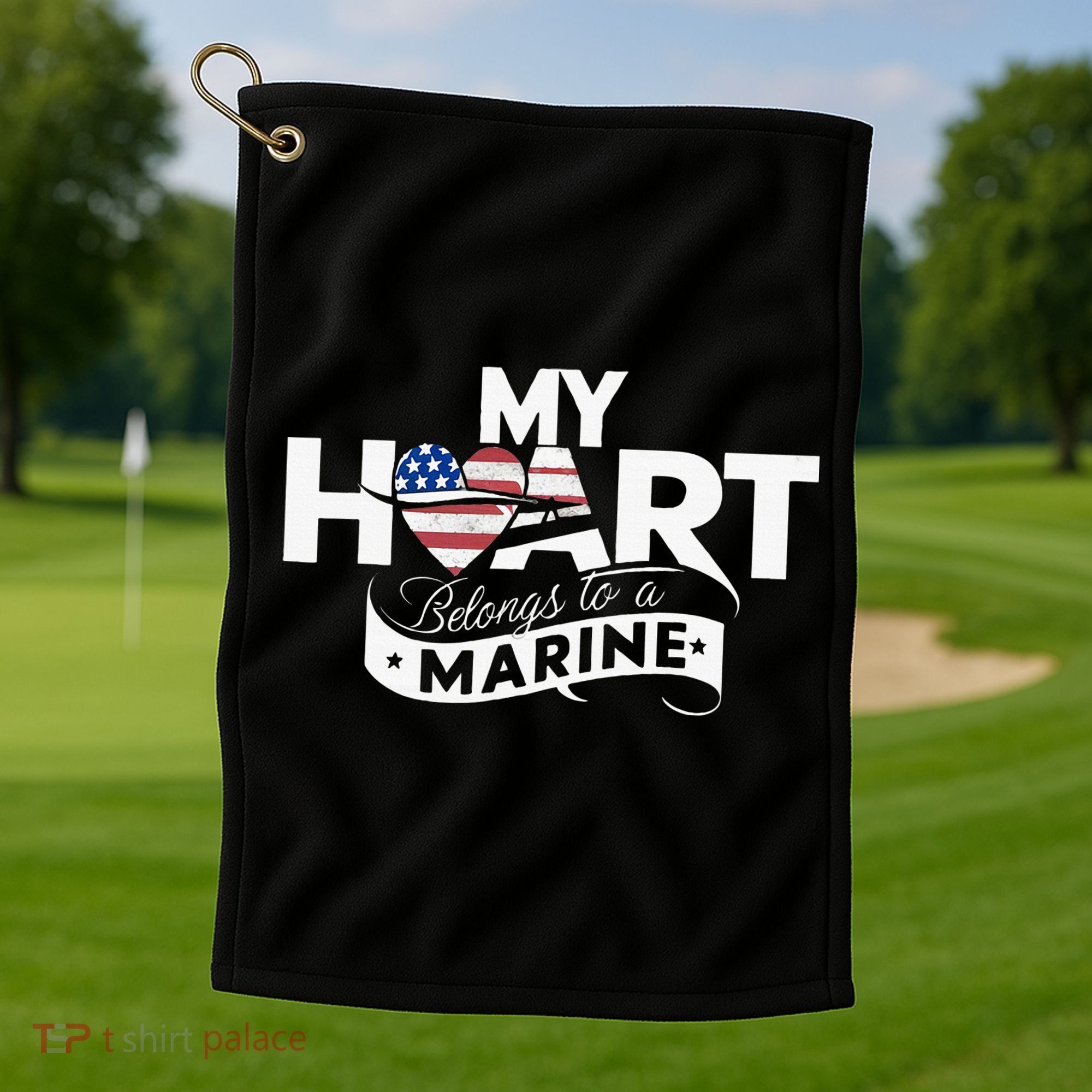 My Heart Belongs To A Marine Golf Towel