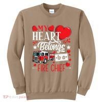 My Heart Belongs To A Fire Chief Awesome Valentine's Day Sweatshirt thumb 0