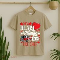 My Heart Belongs To A Fire Chief Awesome Valentine's Day T-Shirt thumb 2