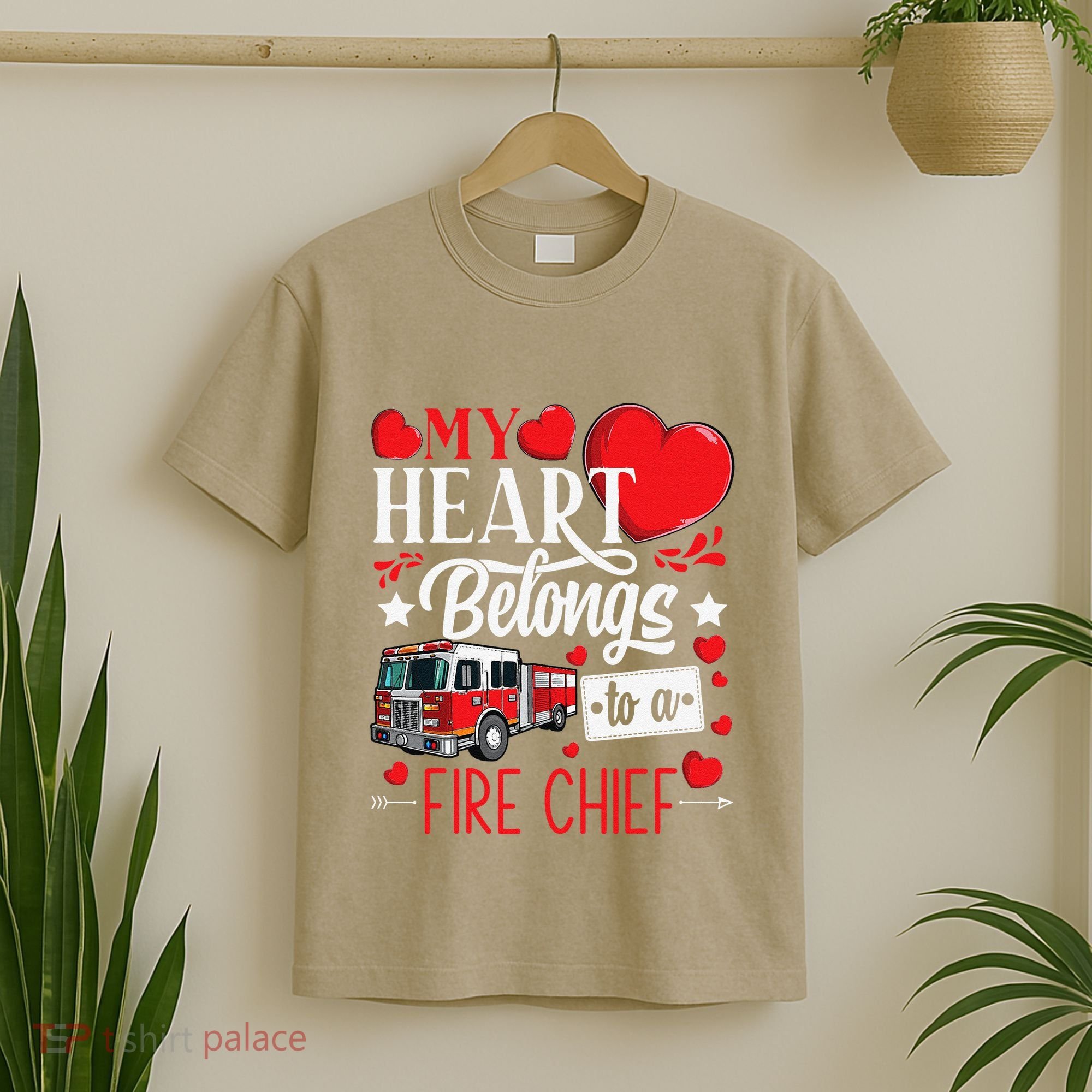 My Heart Belongs To A Fire Chief Awesome Valentine's Day T-Shirt