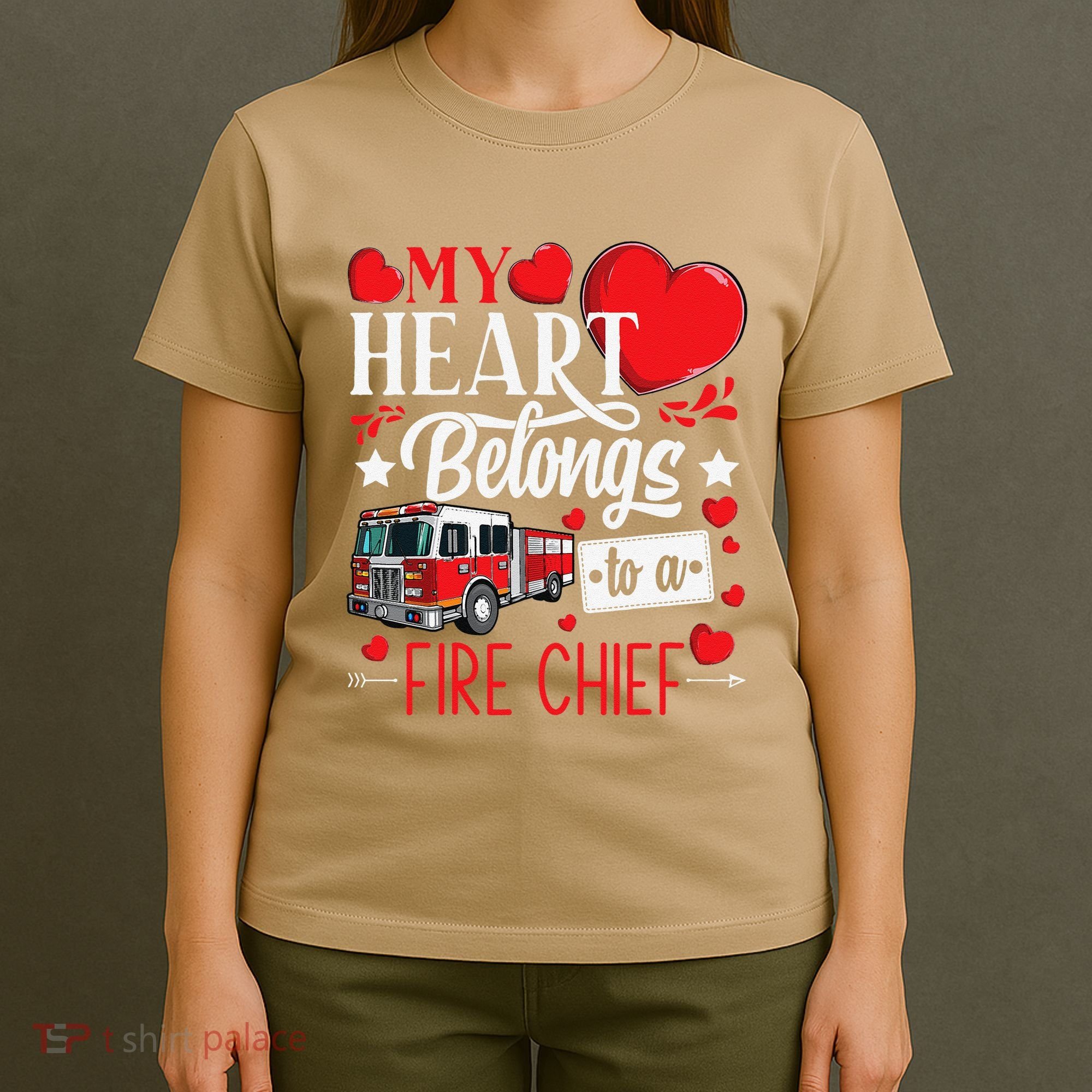 My Heart Belongs To A Fire Chief Awesome Valentine's Day T-Shirt