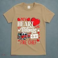 My Heart Belongs To A Fire Chief Awesome Valentine's Day T-Shirt thumb 5