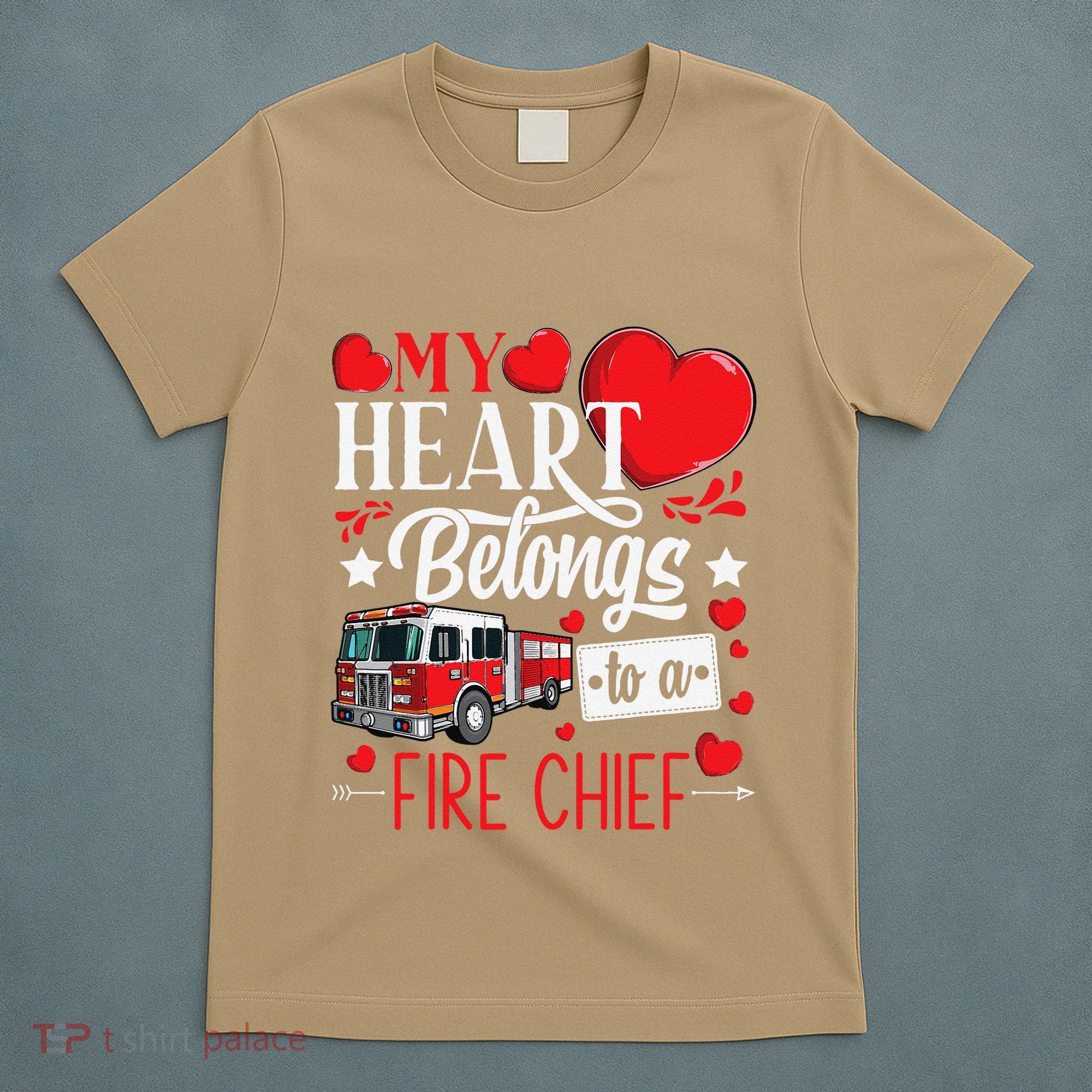 My Heart Belongs To A Fire Chief Awesome Valentine's Day T-Shirt