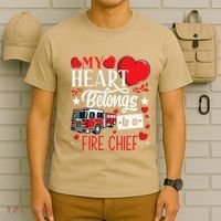 My Heart Belongs To A Fire Chief Awesome Valentine's Day T-Shirt thumb 6
