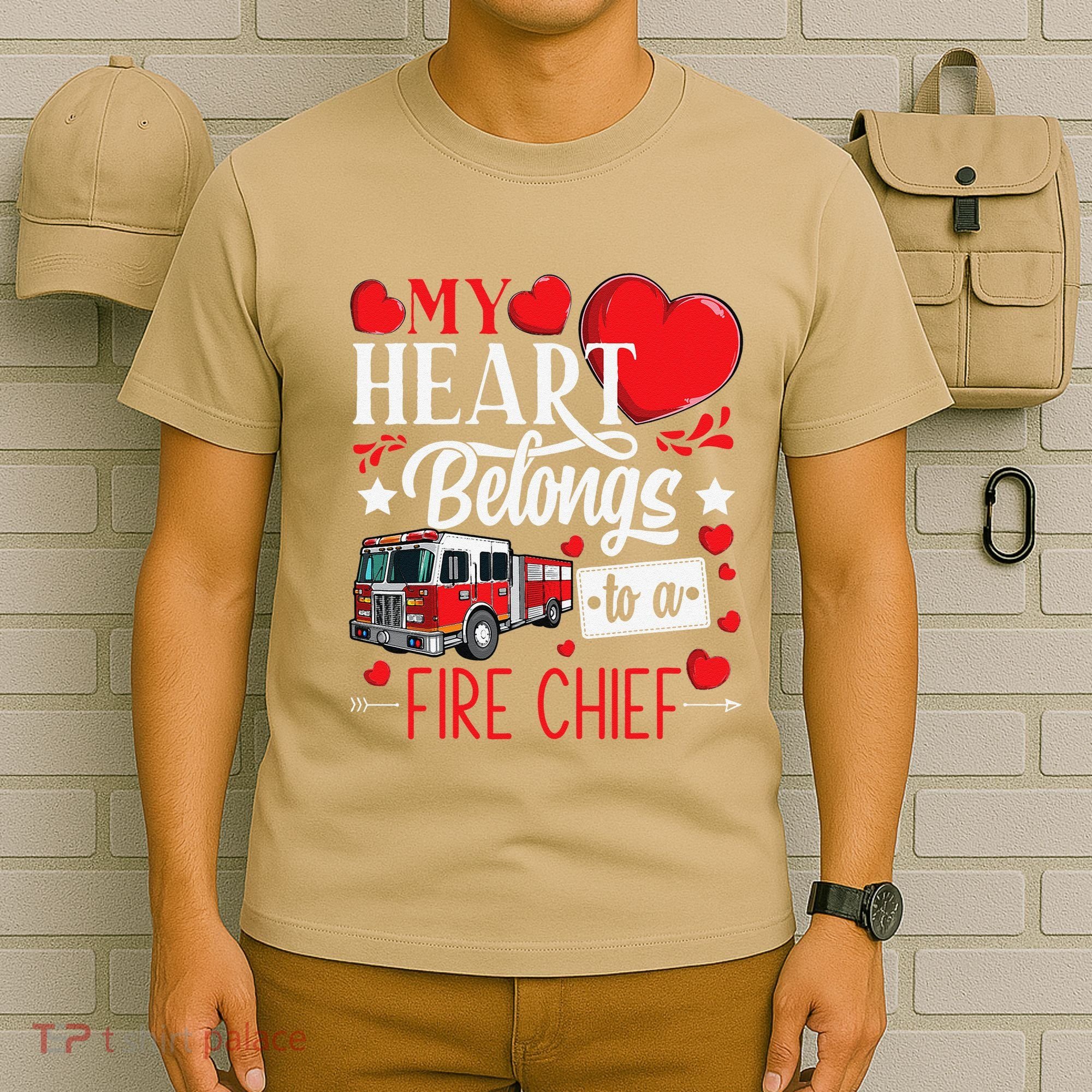 My Heart Belongs To A Fire Chief Awesome Valentine's Day T-Shirt