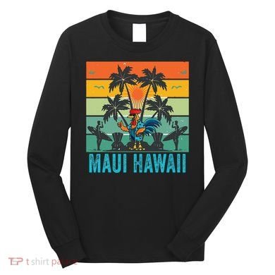 Maui Hawaii Beach Coconut Rooster Long Sleeve Shirt
