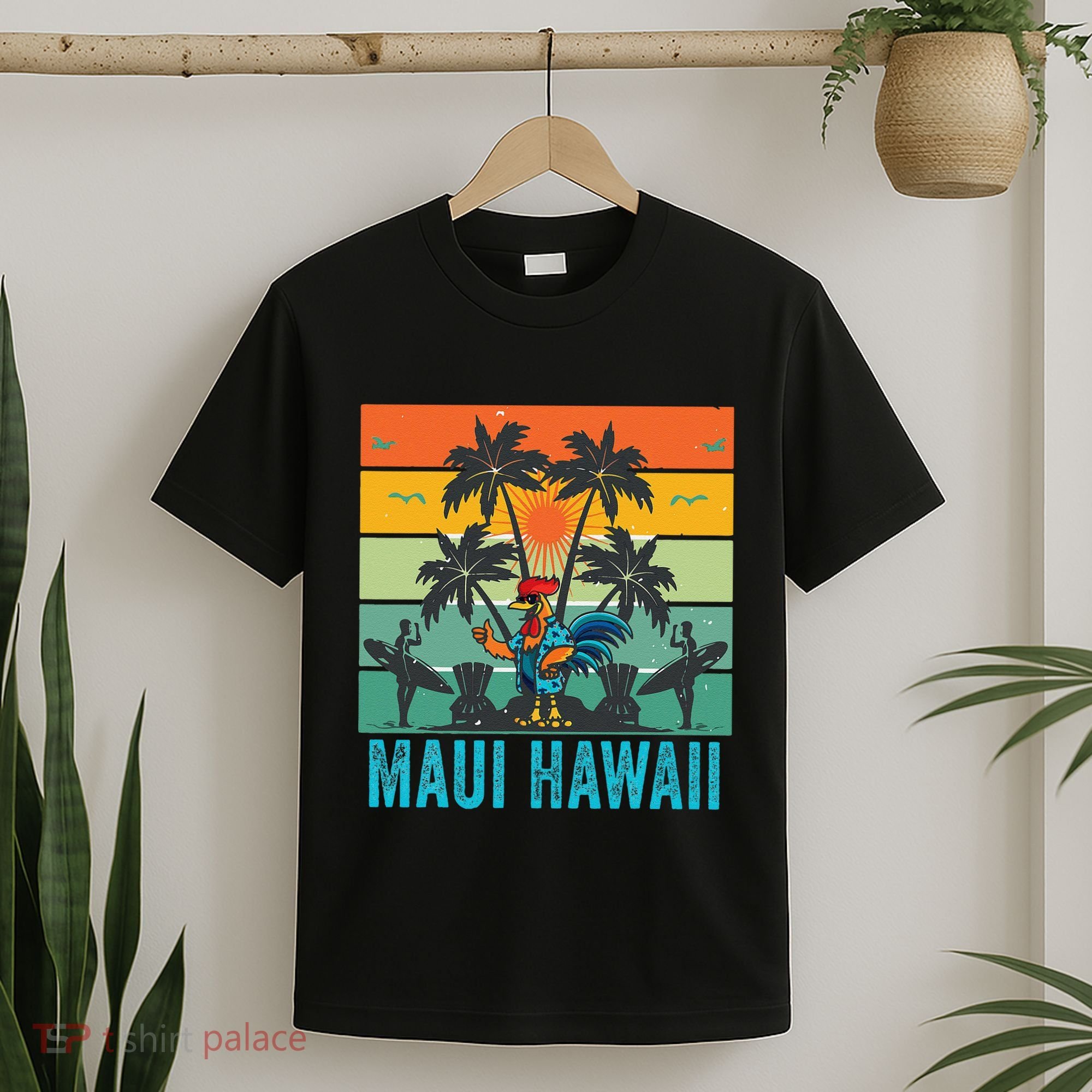Maui Hawaii Beach Coconut Rooster T-Shirt