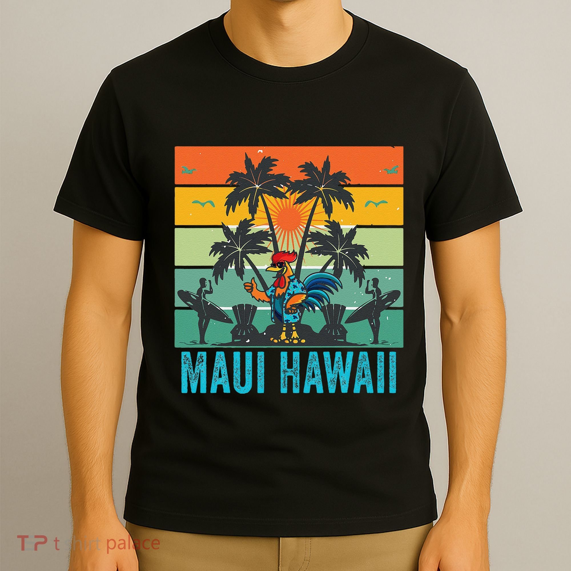 Maui Hawaii Beach Coconut Rooster T-Shirt
