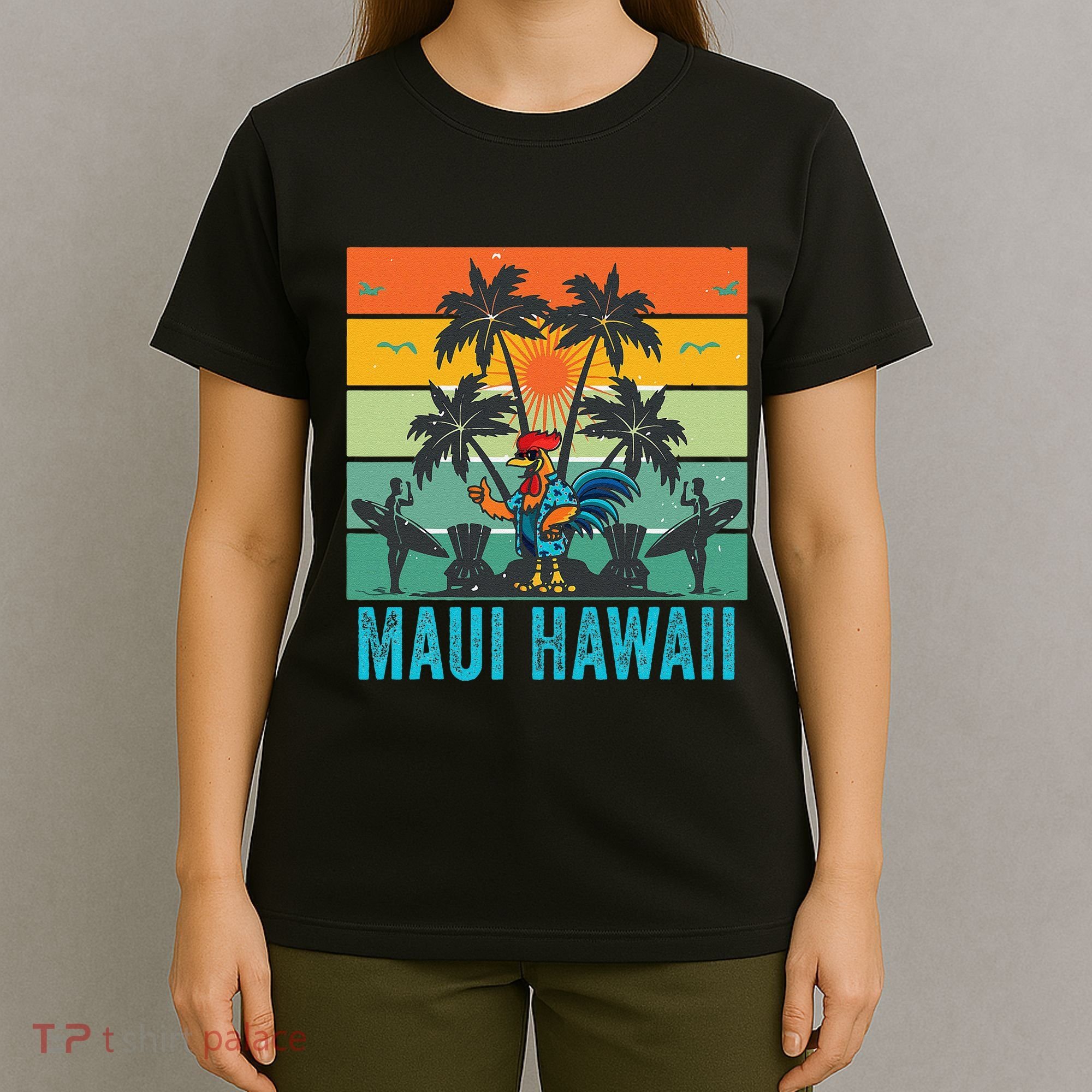 Maui Hawaii Beach Coconut Rooster T-Shirt
