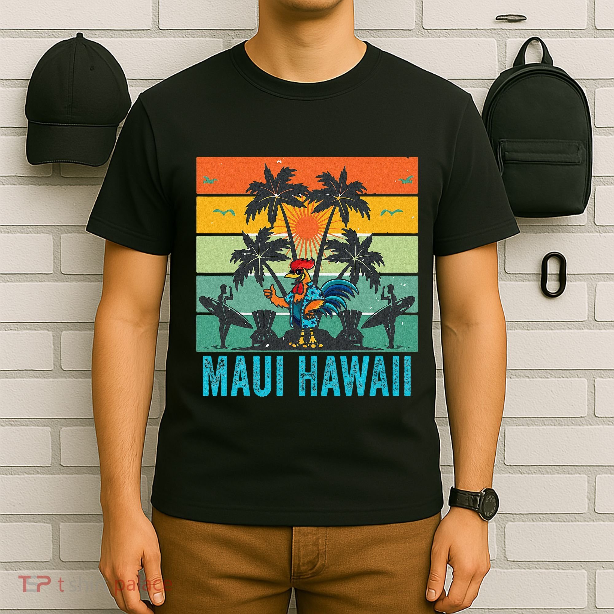 Maui Hawaii Beach Coconut Rooster T-Shirt