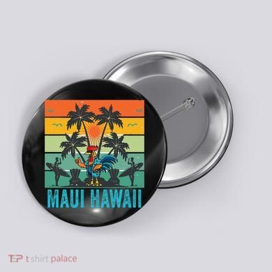 Maui Hawaii Beach Coconut Rooster Button