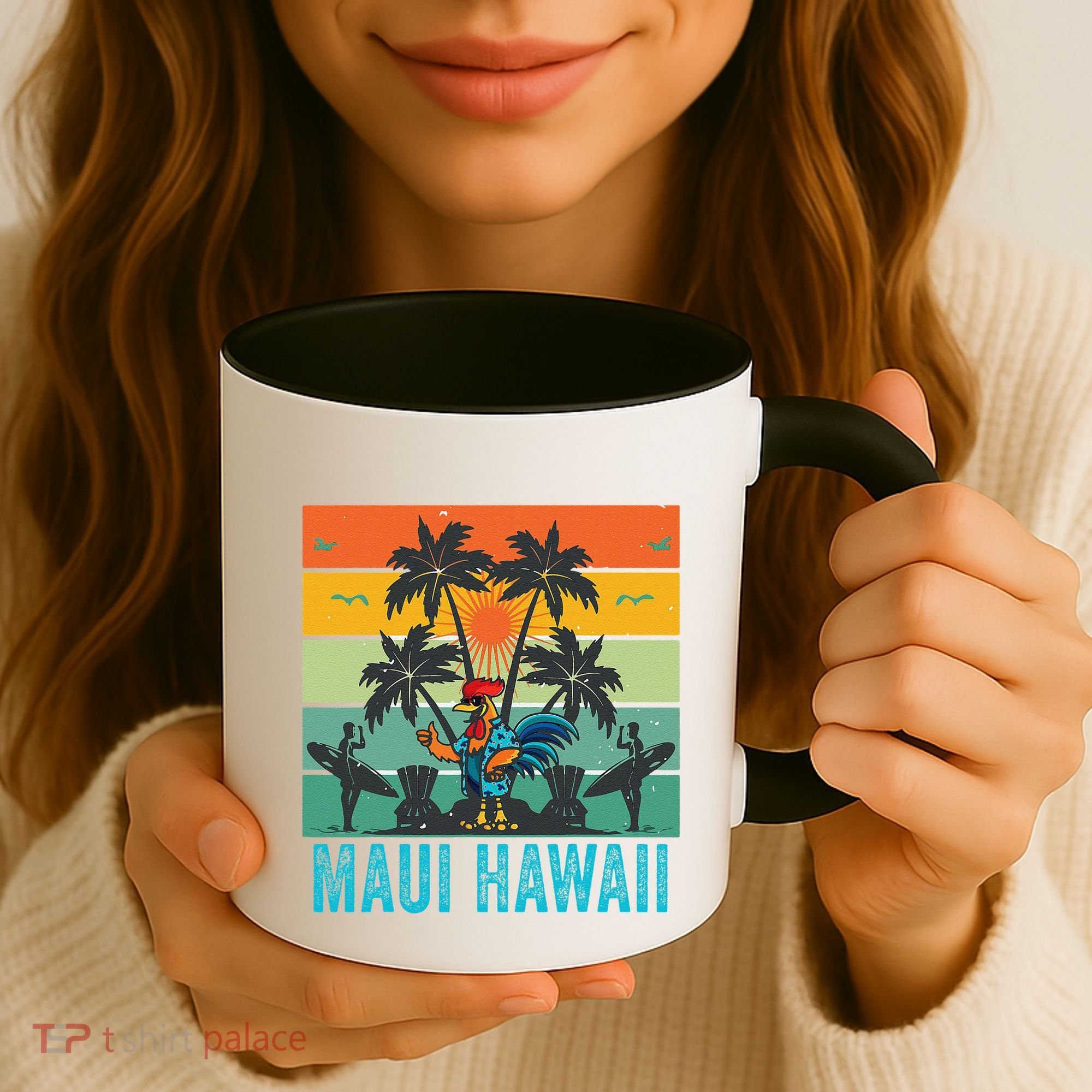 Maui Hawaii Beach Coconut Rooster Coffee Mug