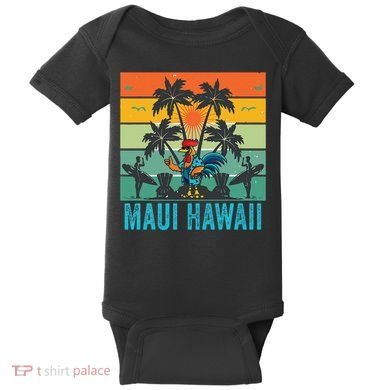 Maui Hawaii Beach Coconut Rooster Baby Bodysuit