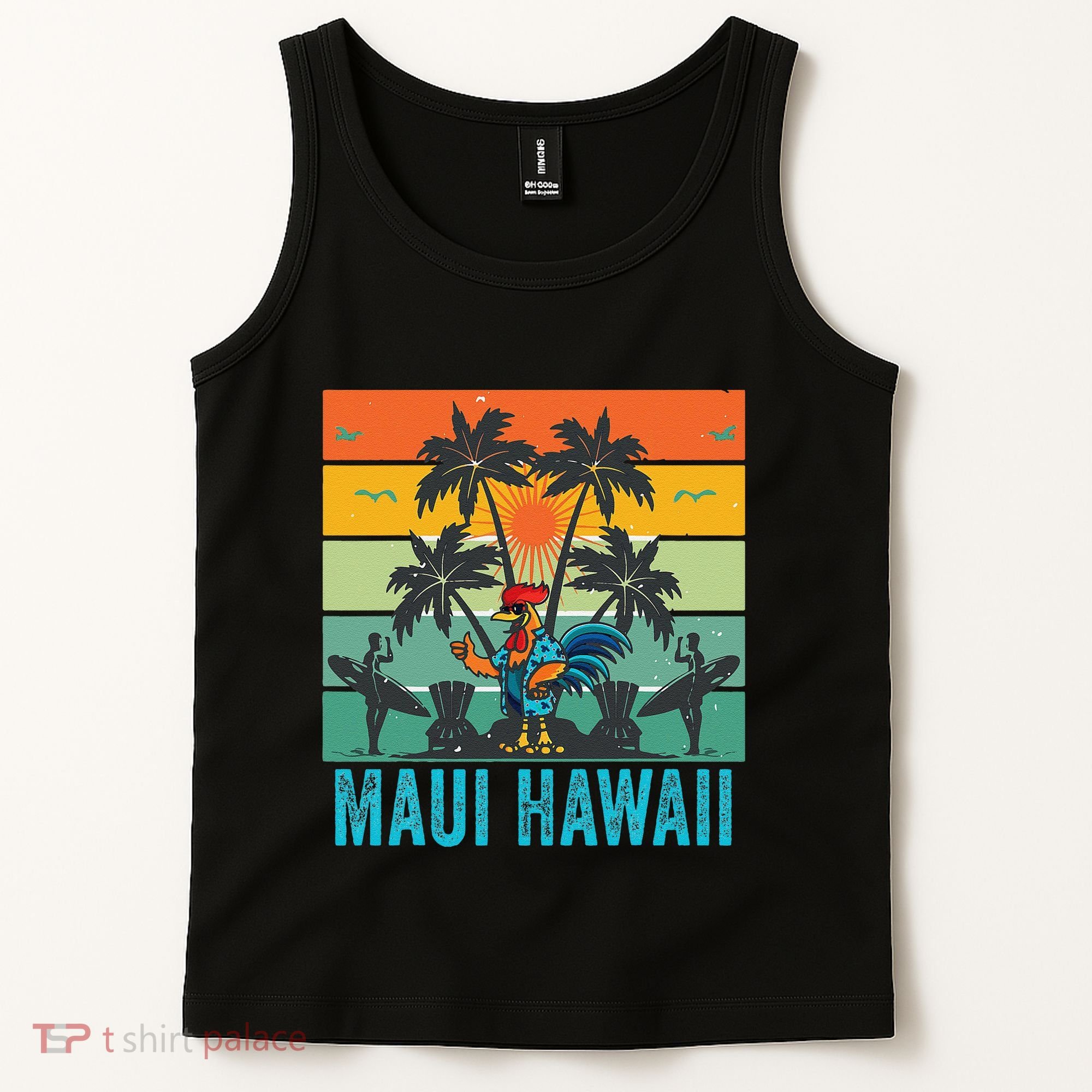 Maui Hawaii Beach Coconut Rooster Tank Top