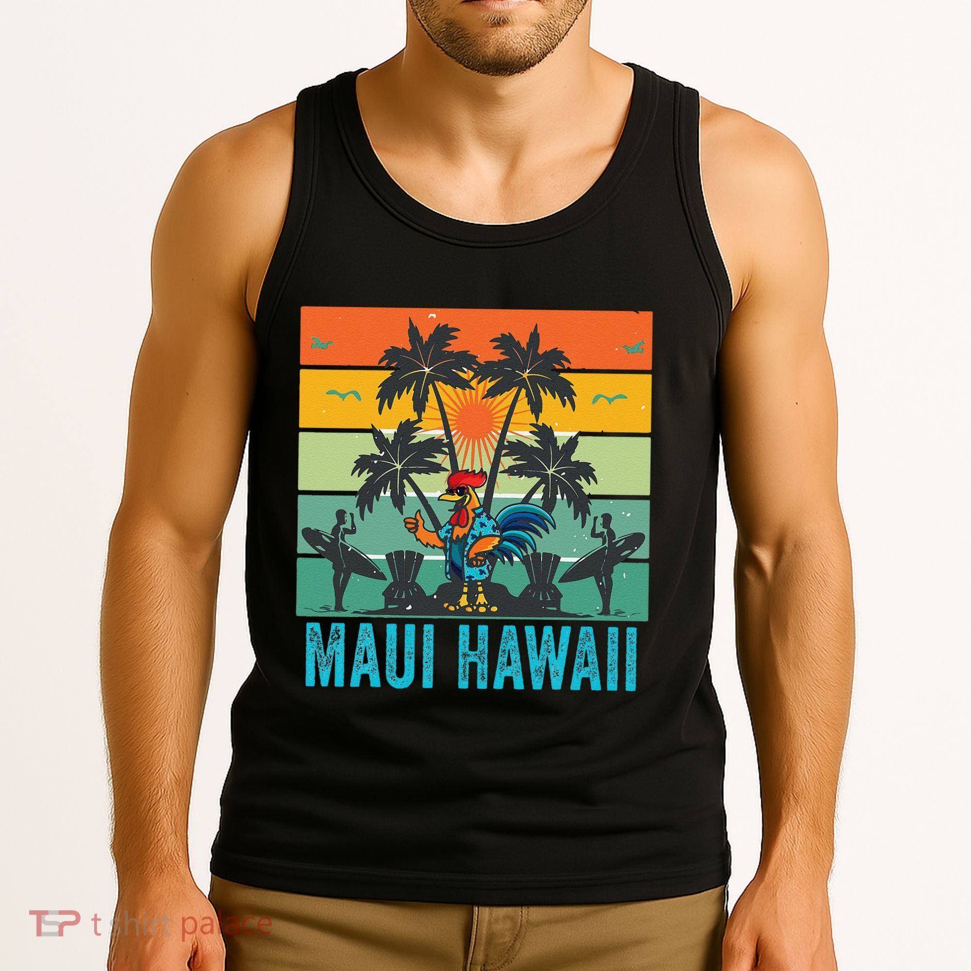 Maui Hawaii Beach Coconut Rooster Tank Top