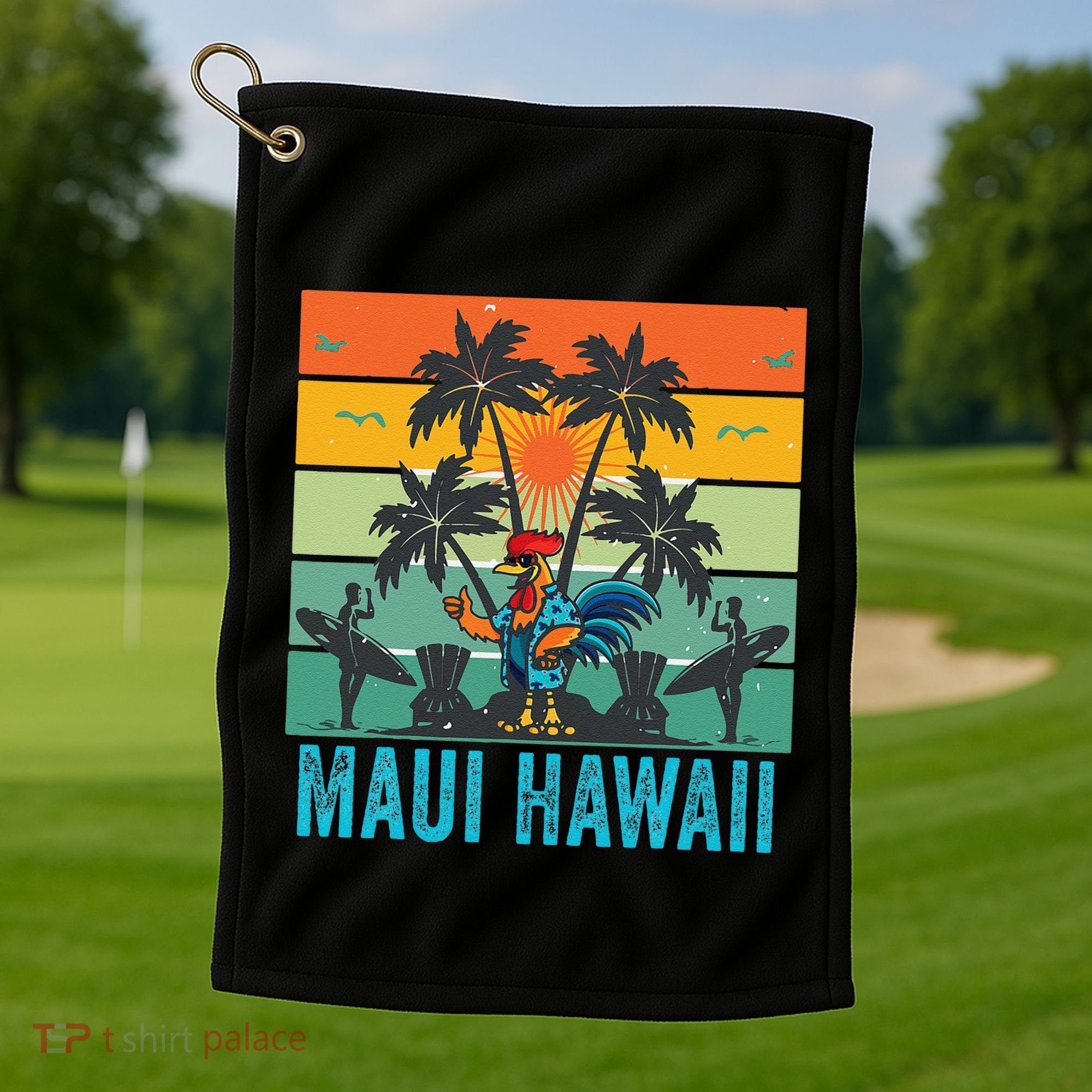 Maui Hawaii Beach Coconut Rooster Golf Towel