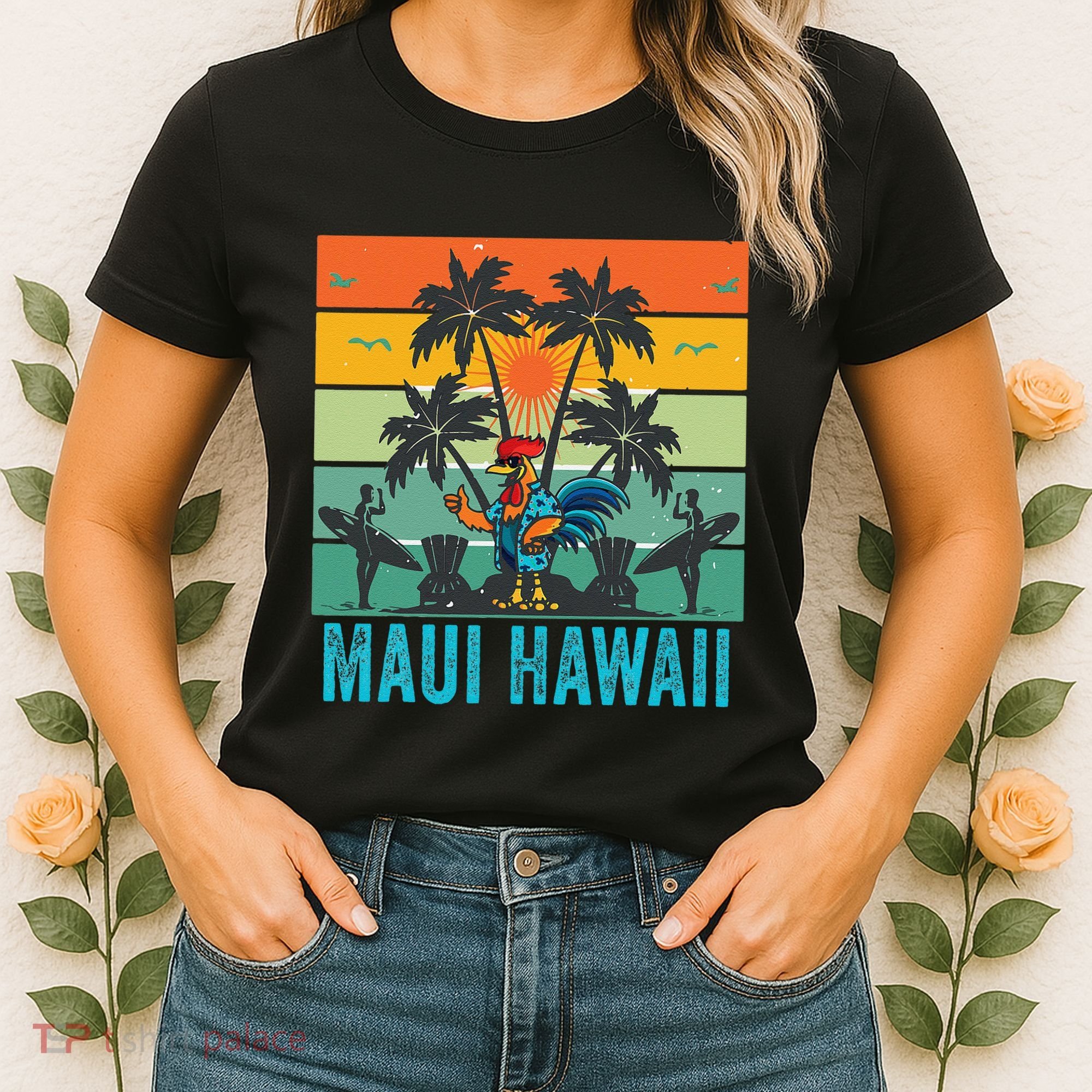 Maui Hawaii Beach Coconut Rooster Women's T-Shirt