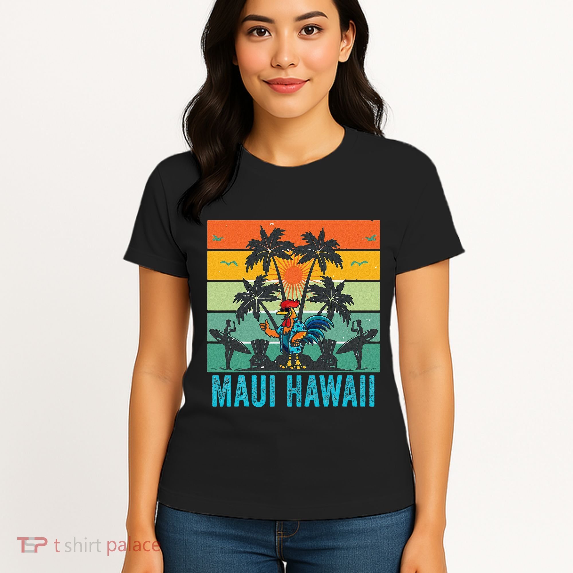 Maui Hawaii Beach Coconut Rooster Women's T-Shirt