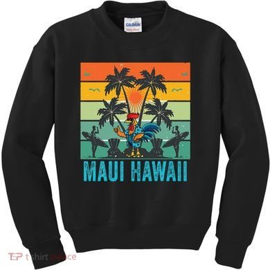 Maui Hawaii Beach Coconut Rooster Kids Sweatshirt
