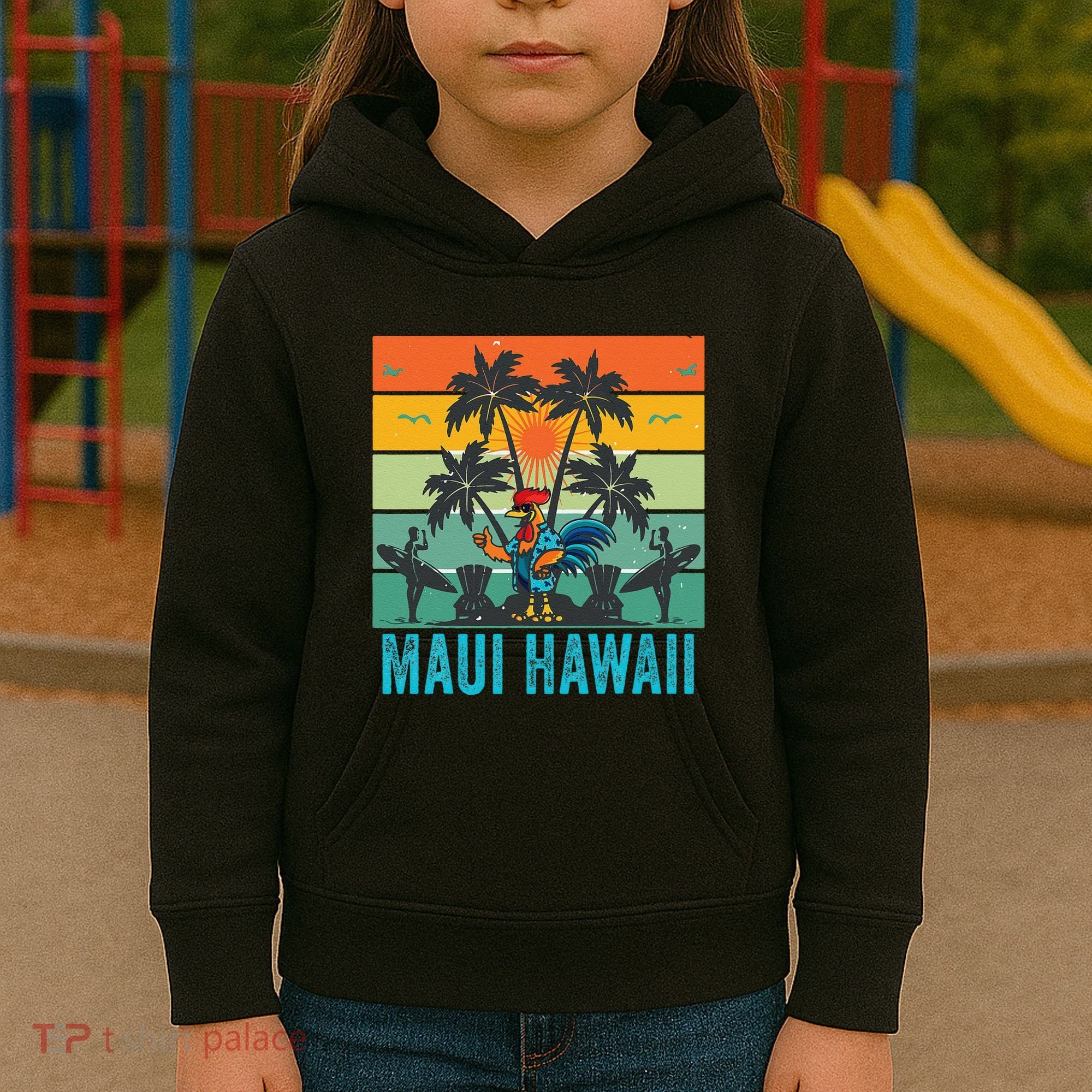 Maui Hawaii Beach Coconut Rooster Kids Hoodie