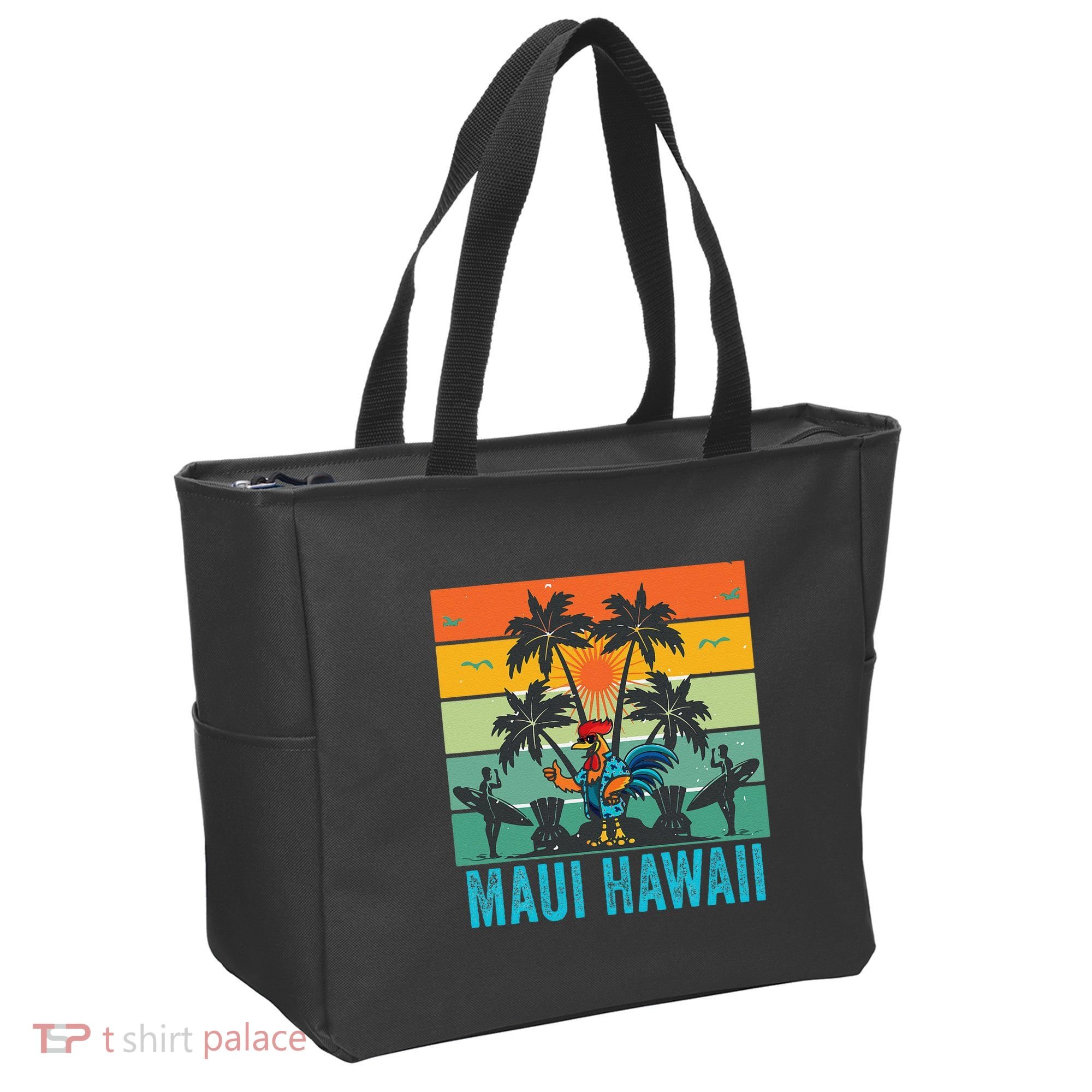 Maui Hawaii Beach Coconut Rooster Tote Bag