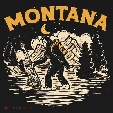 Montana Hiking Bigfoot Nighttime Stroll Mountains & Stars Long Sleeve Pajama Set