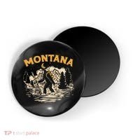 Montana Hiking Bigfoot Nighttime Stroll Mountains & Stars Magnet thumb 0