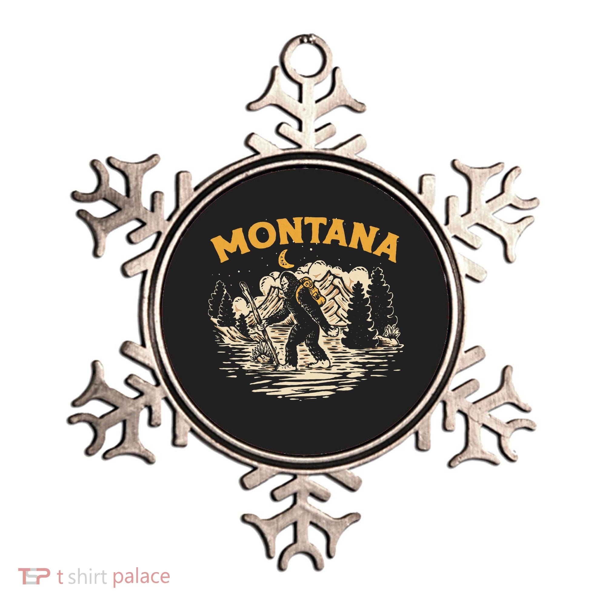 Montana Hiking Bigfoot Nighttime Stroll Mountains & Stars Ornament